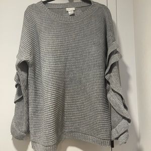 MAINSTRIP grey ruffle sleeves sweater, fits Large.